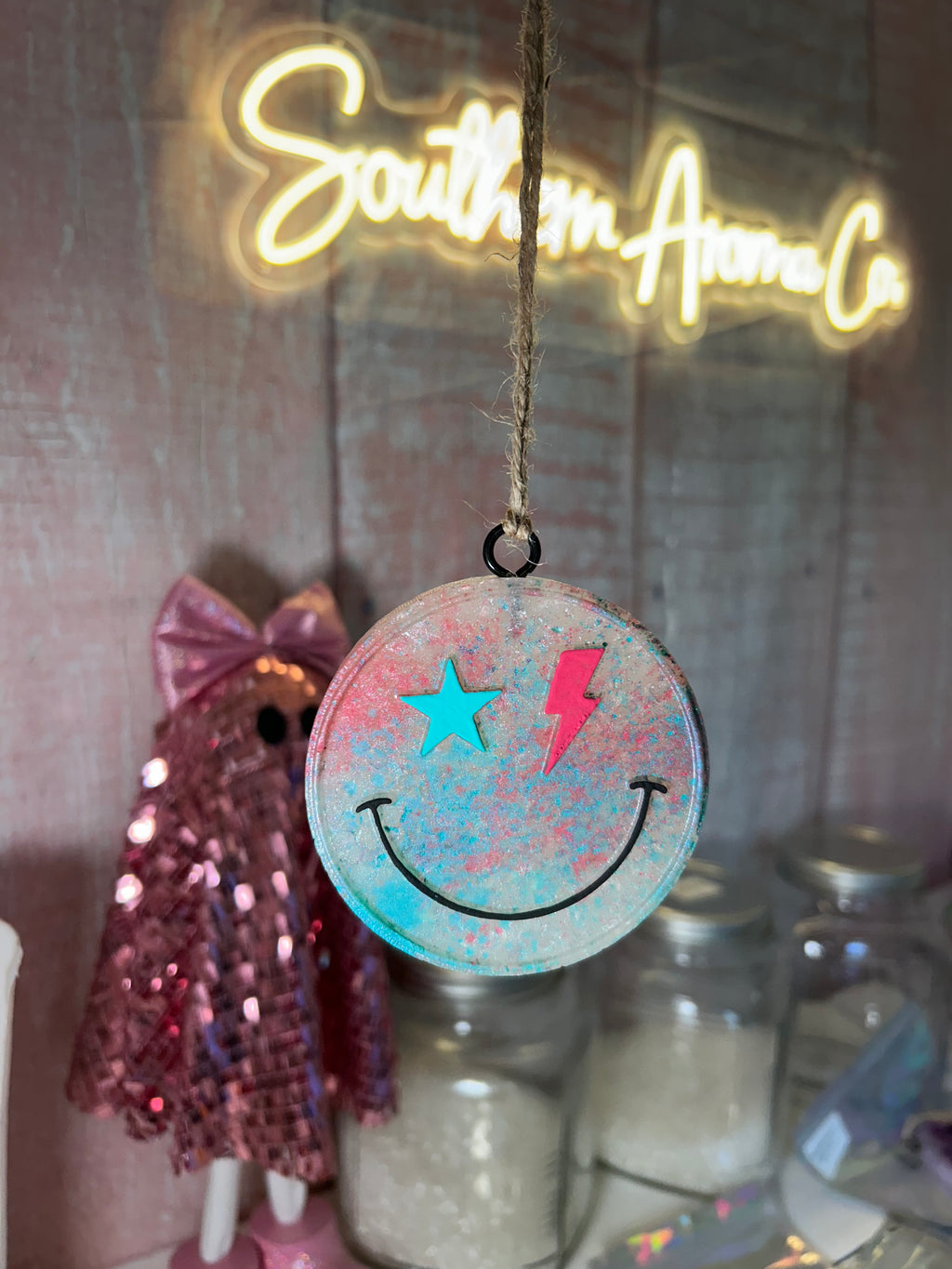 Lighting bolt smiley face