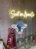 Cow with flowers